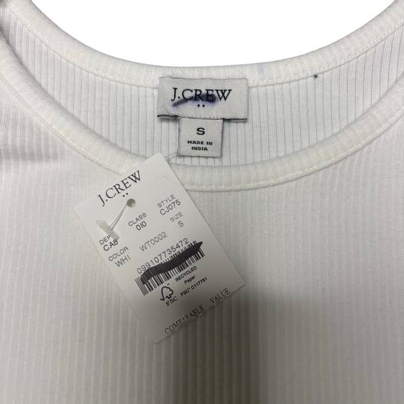 J.Crew White Ruched Strap Tank Top NWT Women’s Small Ruffle Trim - Picture 5 of 6